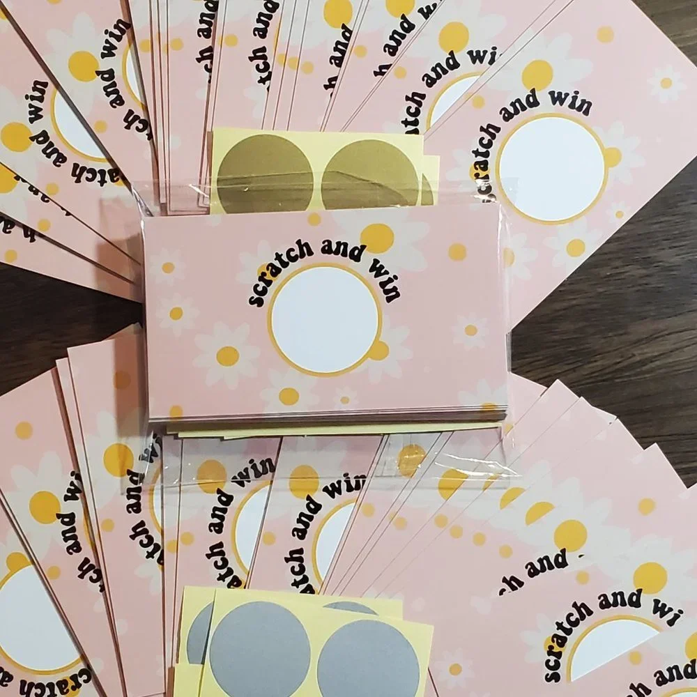 Scratch & Win-Thank You Cards- Party-Shower-Pink with White Daisies - 40 Cards